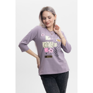 Лонгслив женский "Элис" кулирка с лайкрой (р-ры: 46-64) светло-лиловый