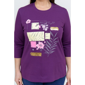 Лонгслив женский "Элис" кулирка с лайкрой (р-ры: 46-64) слива