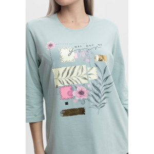 Лонгслив женский "Элис" кулирка с лайкрой (р-ры: 46-64) аква