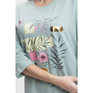 Лонгслив женский "Элис" кулирка с лайкрой (р-ры: 46-64) аква