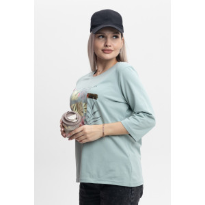 Лонгслив женский "Элис" кулирка с лайкрой (р-ры: 46-64) аква