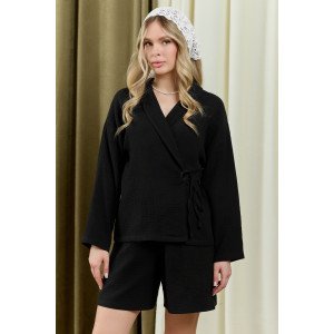 Блузка женская "Асель-1" фактурное полотно (р-ры: 44-54) черный