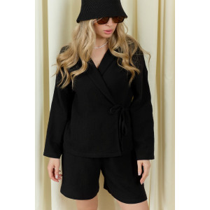 Блузка женская "Асель-1" фактурное полотно (р-ры: 44-54) черный