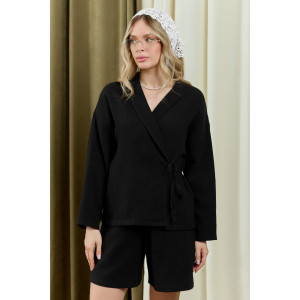 Блузка женская "Асель-1" фактурное полотно (р-ры: 44-54) черный