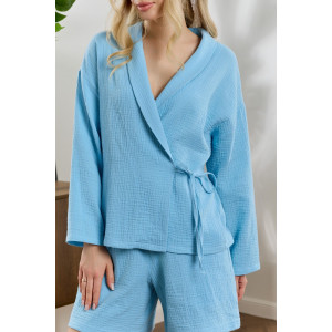 Блузка женская "Асель-1" фактурное полотно (р-ры: 44-54) аква