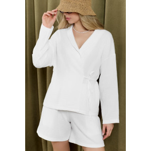 Блузка женская "Асель-1" фактурное полотно (р-ры: 44-54) белый