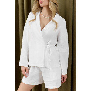 Блузка женская "Асель-1" фактурное полотно (р-ры: 44-54) белый