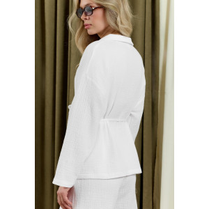 Блузка женская "Асель-1" фактурное полотно (р-ры: 44-54) белый