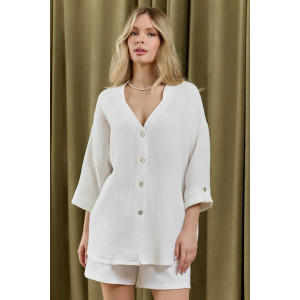 Блузка женская "Асель-2" фактурное полотно (р-ры: 44-54) белый