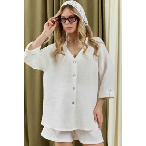 Блузка женская "Асель-2" фактурное полотно (р-ры: 44-54) белый