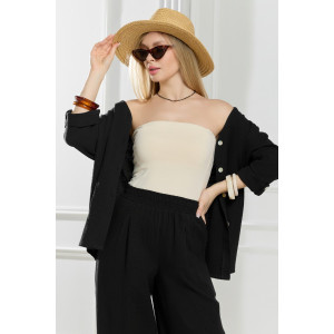 Блузка женская "Асель-2" фактурное полотно (р-ры: 44-54) черный