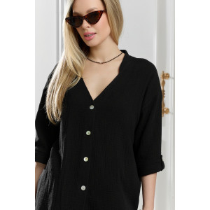 Блузка женская "Асель-2" фактурное полотно (р-ры: 44-54) черный