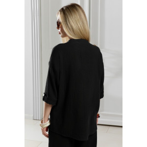 Блузка женская "Асель-2" фактурное полотно (р-ры: 44-54) черный