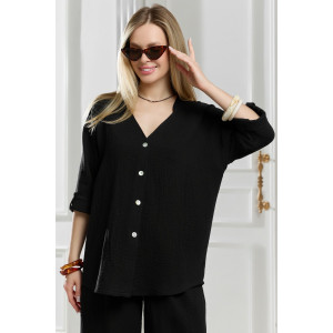Блузка женская "Асель-2" фактурное полотно (р-ры: 44-54) черный