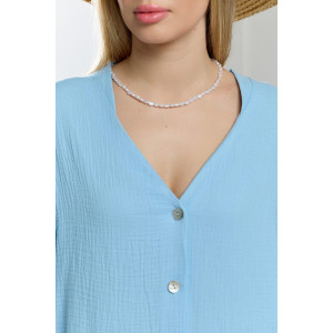 Блузка женская "Асель-2" фактурное полотно (р-ры: 44-54) аква