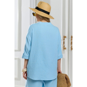Блузка женская "Асель-2" фактурное полотно (р-ры: 44-54) аква