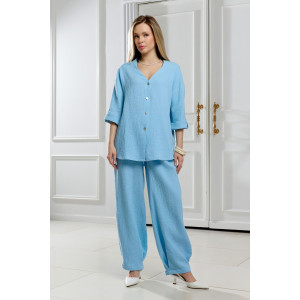 Блузка женская "Асель-2" фактурное полотно (р-ры: 44-54) аква