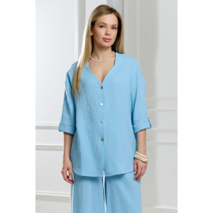 Блузка женская "Асель-2" фактурное полотно (р-ры: 44-54) аква