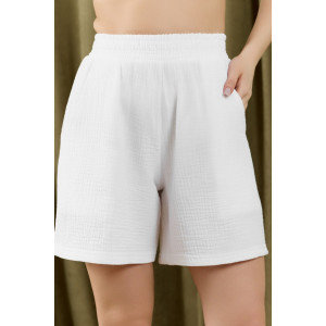 Шорты женские "Асель-4" фактурное полотно (р-ры: 44-54) белый