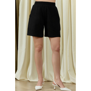 Шорты женские "Асель-4" фактурное полотно (р-ры: 44-54) черный