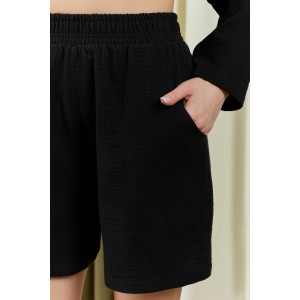Шорты женские "Асель-4" фактурное полотно (р-ры: 44-54) черный