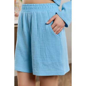 Шорты женские "Асель-4" фактурное полотно (р-ры: 44-54) аква