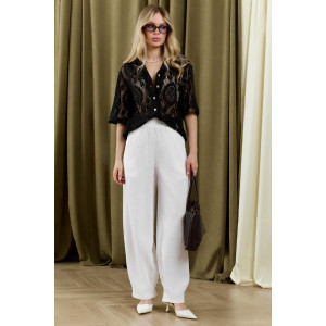 Брюки женские "Асель-3" фактурное полотно (р-ры: 44-54) белый