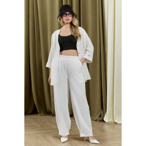 Брюки женские "Асель-3" фактурное полотно (р-ры: 44-54) белый