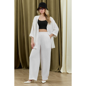 Брюки женские "Асель-3" фактурное полотно (р-ры: 44-54) белый