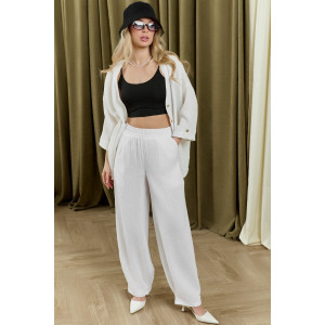 Брюки женские "Асель-3" фактурное полотно (р-ры: 44-54) белый