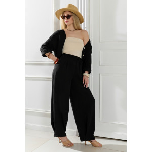 Брюки женские "Асель-3" фактурное полотно (р-ры: 44-54) черный