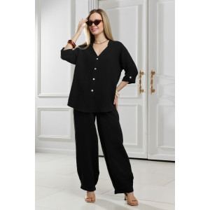 Брюки женские "Асель-3" фактурное полотно (р-ры: 44-54) черный