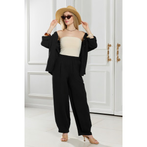 Брюки женские "Асель-3" фактурное полотно (р-ры: 44-54) черный