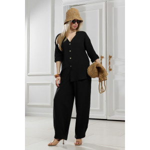 Брюки женские "Асель-3" фактурное полотно (р-ры: 44-54) черный