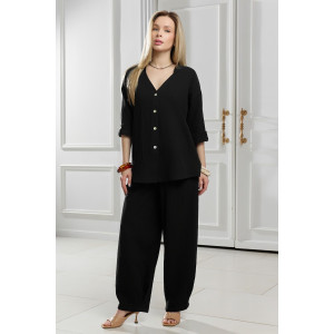 Брюки женские "Асель-3" фактурное полотно (р-ры: 44-54) черный