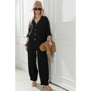 Брюки женские "Асель-3" фактурное полотно (р-ры: 44-54) черный