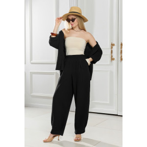 Брюки женские "Асель-3" фактурное полотно (р-ры: 44-54) черный