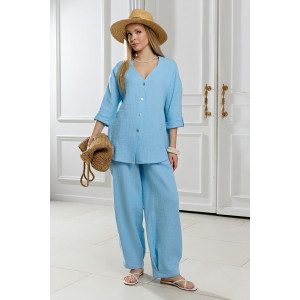 Брюки женские "Асель-3" фактурное полотно (р-ры: 44-54) аква