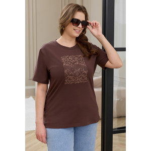 Футболка женская "Соло-2" кулирка с лайкрой (р-ры: 48-64) коричневый