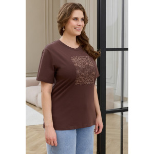 Футболка женская "Соло-2" кулирка с лайкрой (р-ры: 48-64) коричневый