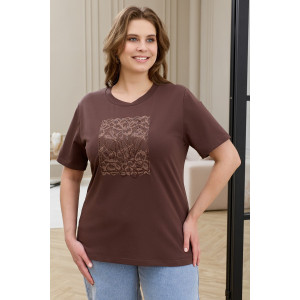 Футболка женская "Соло-2" кулирка с лайкрой (р-ры: 48-64) коричневый