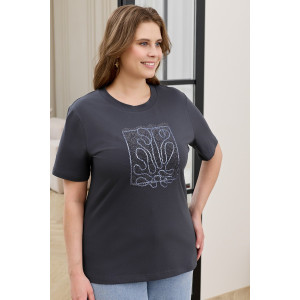 Футболка женская "Соло-2" кулирка с лайкрой (р-ры: 48-64) антрацит