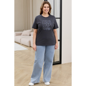 Футболка женская "Соло-2" кулирка с лайкрой (р-ры: 48-64) антрацит