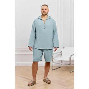 Костюм двойка мужской "Нептун-1" фактурное полотно (р-ры: 48-58) серо-голубой