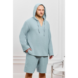 Костюм двойка мужской "Нептун-1" фактурное полотно (р-ры: 48-58) серо-голубой