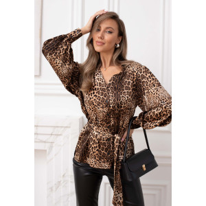 Блузка женская №51060 атлас (р-ры: 44-54) коричневый