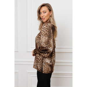 Блузка женская №51060 атлас (р-ры: 44-54) коричневый