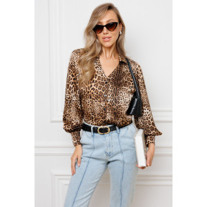 Блузка женская №51060 атлас (р-ры: 44-54) коричневый