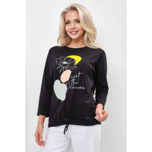 Лонгслив женский "Николь" кулирка с лайкрой (р-ры: 44-62) черный