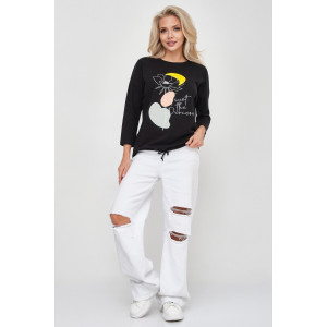 Лонгслив женский "Николь" кулирка с лайкрой (р-ры: 44-62) черный